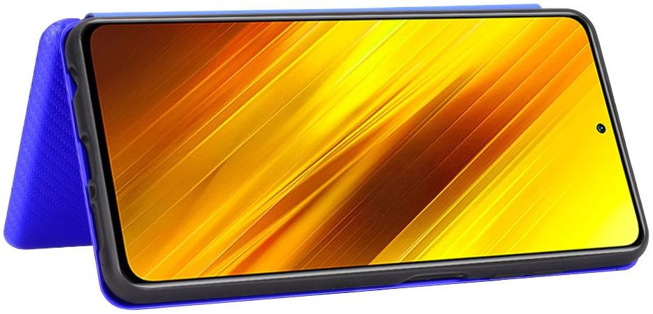Xiaomi Poco X3 / X3 Pro Hoesje Carbon Fiber Book Case Blauw afbeelding 3