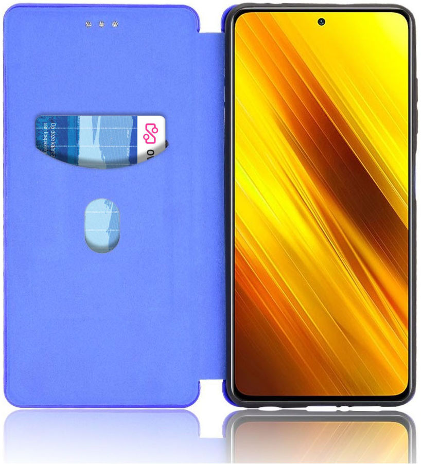 Xiaomi Poco X3 / X3 Pro Hoesje Carbon Fiber Book Case Blauw afbeelding 1