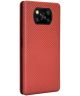 Xiaomi Poco X3 / X3 Pro Hoesje Carbon Fiber Book Case Bruin