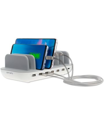 4smarts Universeel 60W Docking Oplaad Station 6 Poorts USB + USB-C Wit Opladers