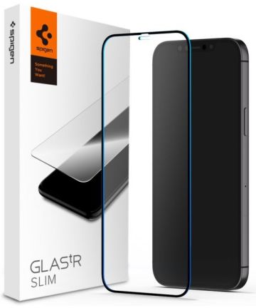 Spigen Full Cover Glass Apple iPhone 12/12 Pro Zwart Screen Protectors