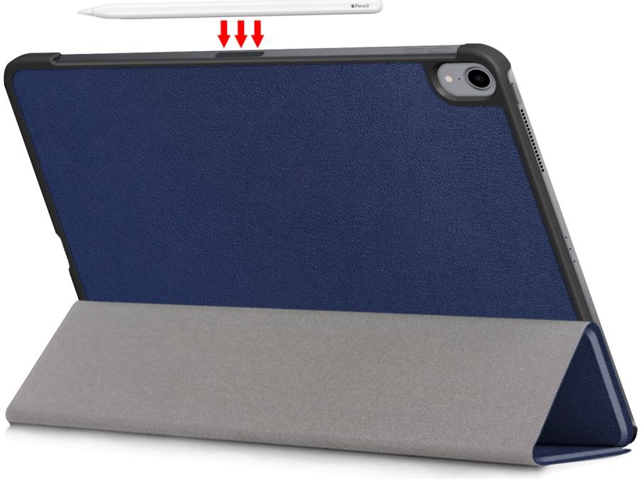 iPad Air 2020 / 2022 Hoesje Tri-Fold Book Case Blauw afbeelding 2