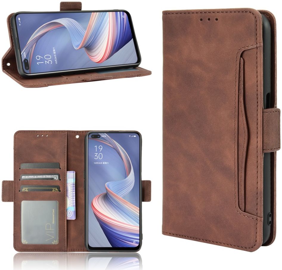 Oppo Reno 4 Z 5G Portemonnee Hoes Met Kaarthouder Bruin afbeelding 4