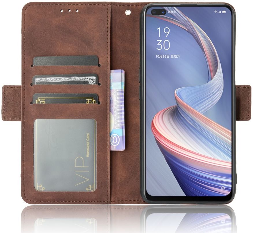 Oppo Reno 4 Z 5G Portemonnee Hoes Met Kaarthouder Bruin afbeelding 1