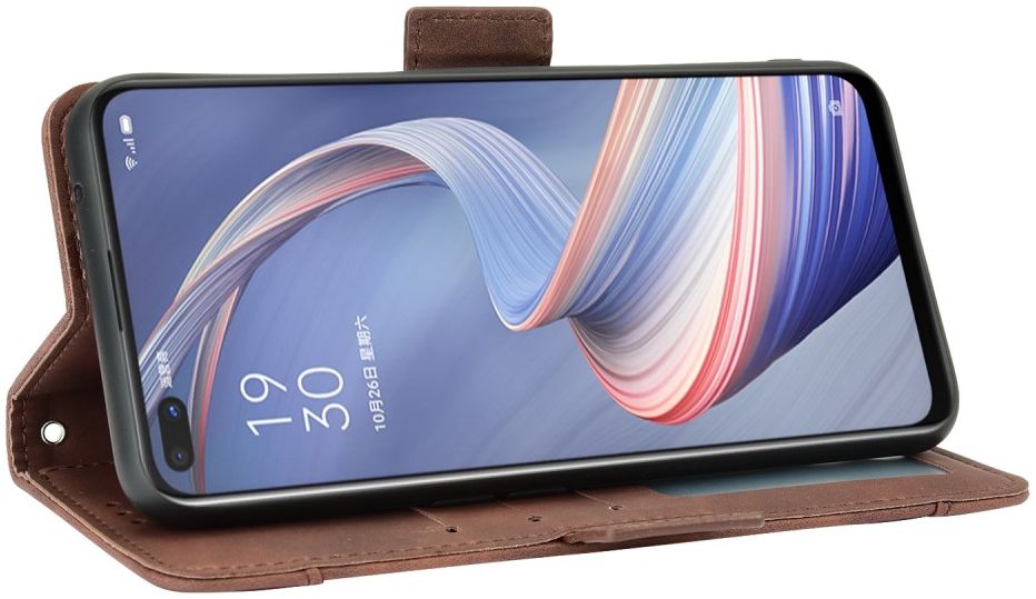 Oppo Reno 4 Z 5G Portemonnee Hoes Met Kaarthouder Bruin afbeelding 9