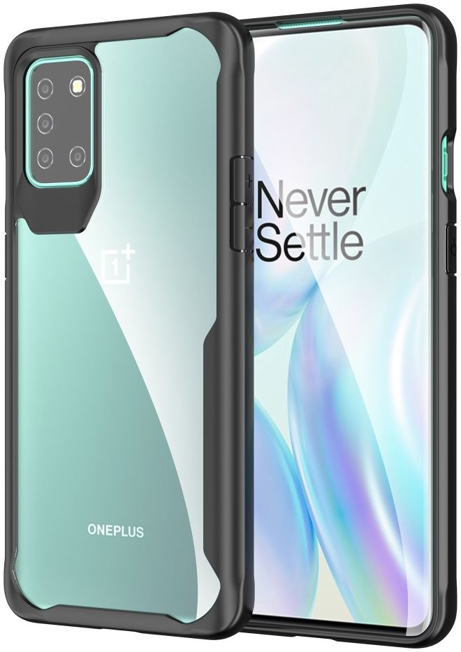 OnePlus 8T Back Cover Hoesje Hybride Shockproof Transparant Zwart afbeelding 1