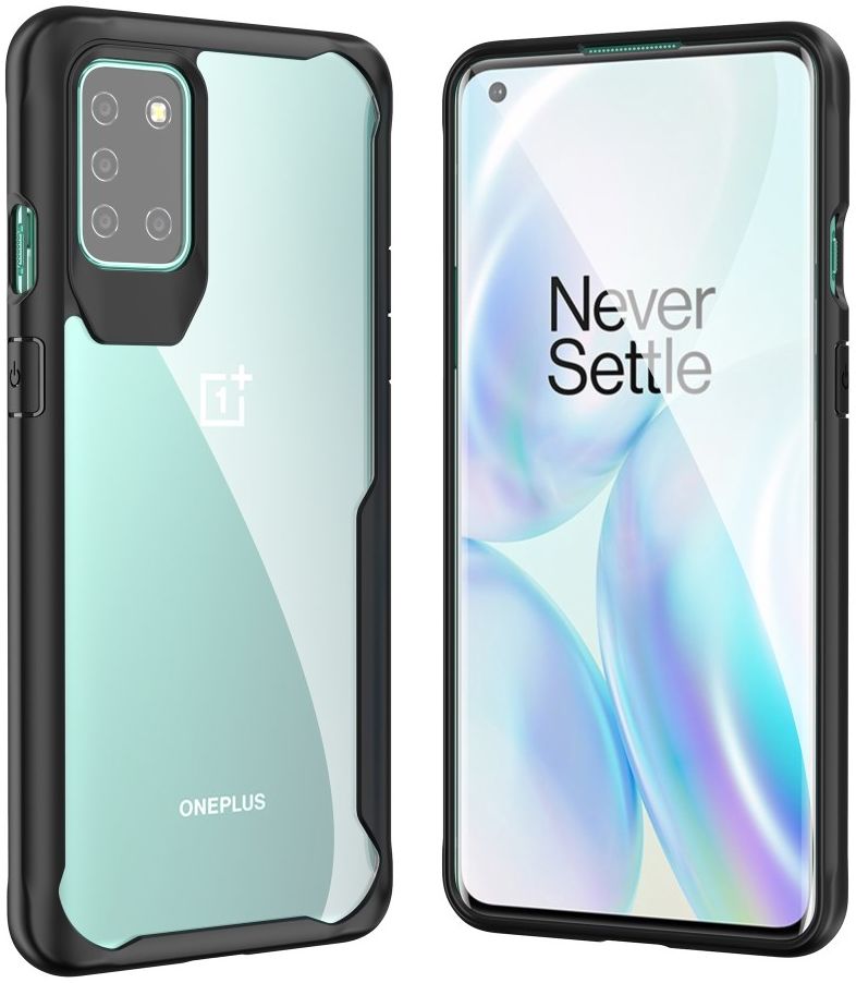 OnePlus 8T Back Cover Hoesje Hybride Shockproof Transparant Zwart afbeelding 5