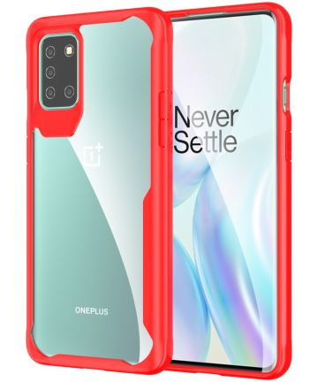 OnePlus 8T Back Cover Hoesje Hybride Shockproof Transparant Rood Hoesjes