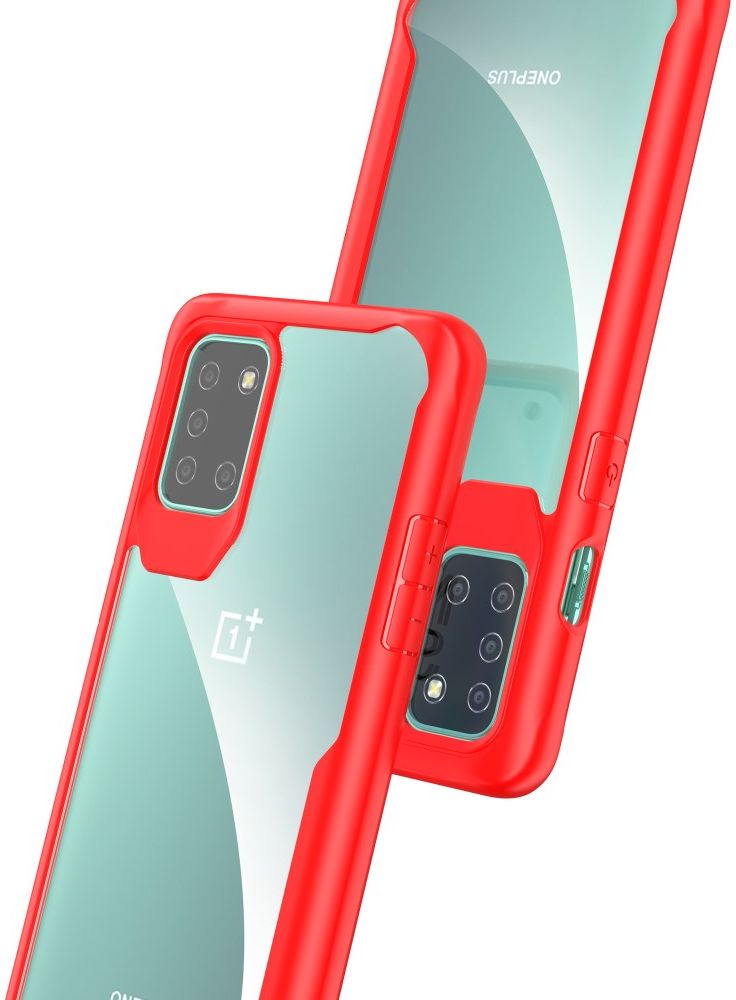 OnePlus 8T Back Cover Hoesje Hybride Shockproof Transparant Rood afbeelding 7