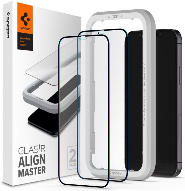 Spigen AlignMaster iPhone 12 Pro Max Screenprotector Tempered Glass 2-Pack afbeelding 1