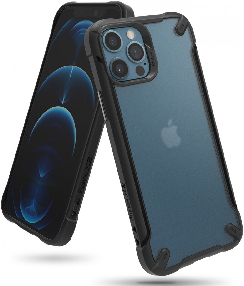 Ringke Fusion X2 Apple iPhone 12/12 Pro Hoesje Transparant Matte Zwart afbeelding 1