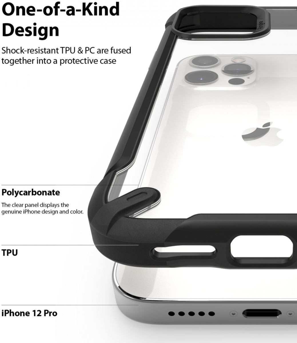 Ringke Fusion X2 Apple iPhone 12/12 Pro Hoesje Transparant Matte Zwart afbeelding 4