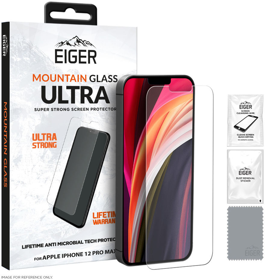 Eiger Ultra Apple iPhone 12 Pro Max Tempered Glass Antibacterieel Plat afbeelding 1