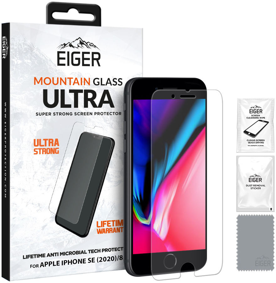 Eiger Ultra iPhone SE 2020/2022 / 8 / 7 Tempered Glass Antibacterieel afbeelding 1