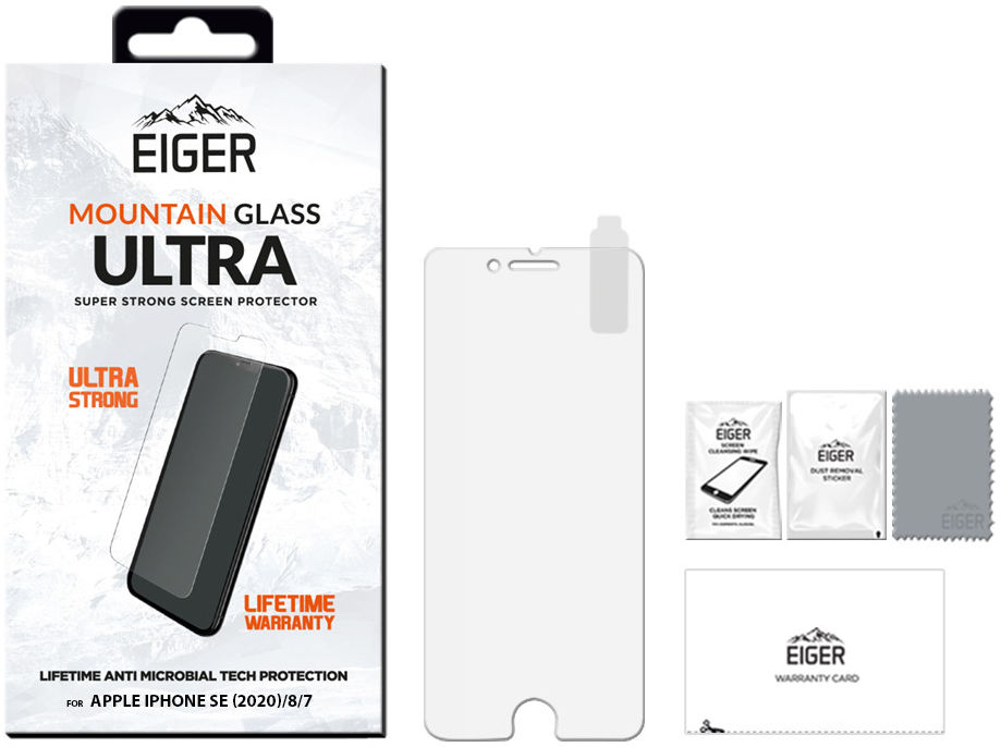 Eiger Ultra iPhone SE 2020/2022 / 8 / 7 Tempered Glass Antibacterieel afbeelding 3