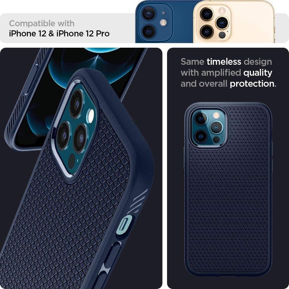 Spigen Liquid Air Apple iPhone 12 / 12 Pro Flexibel Hoesje Mat Blauw afbeelding 5