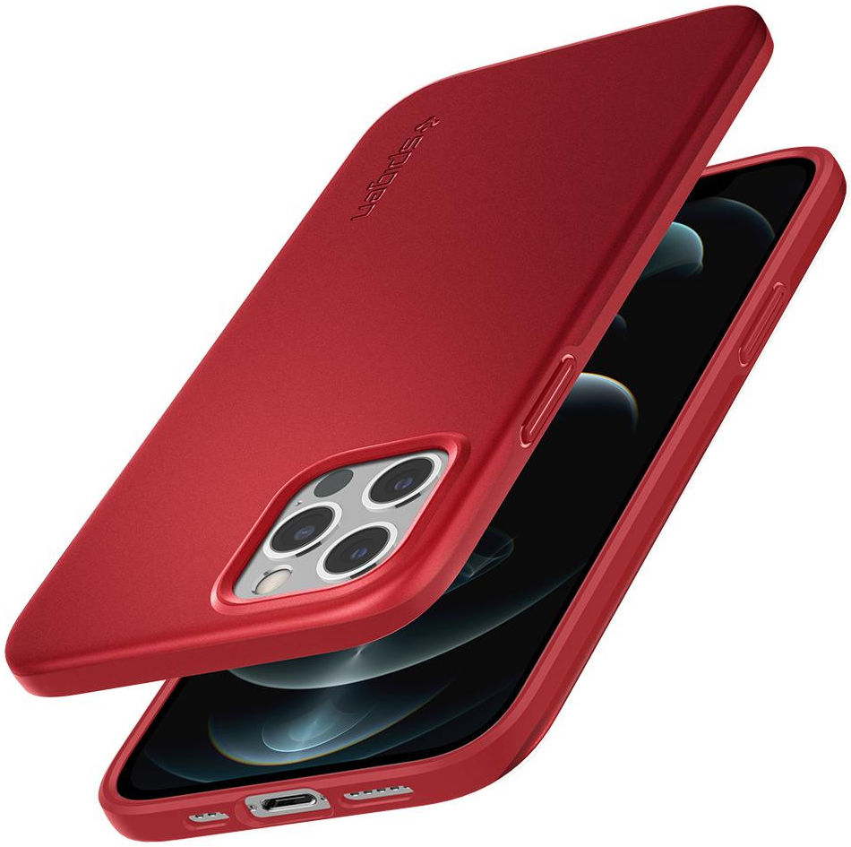 Spigen Thin Fit Apple iPhone 12 / 12 Pro Hoesje Rood afbeelding 3