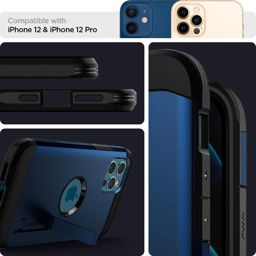 Spigen Tough Armor Apple iPhone 12 / 12 Pro Hoesje Navy Blue afbeelding 7