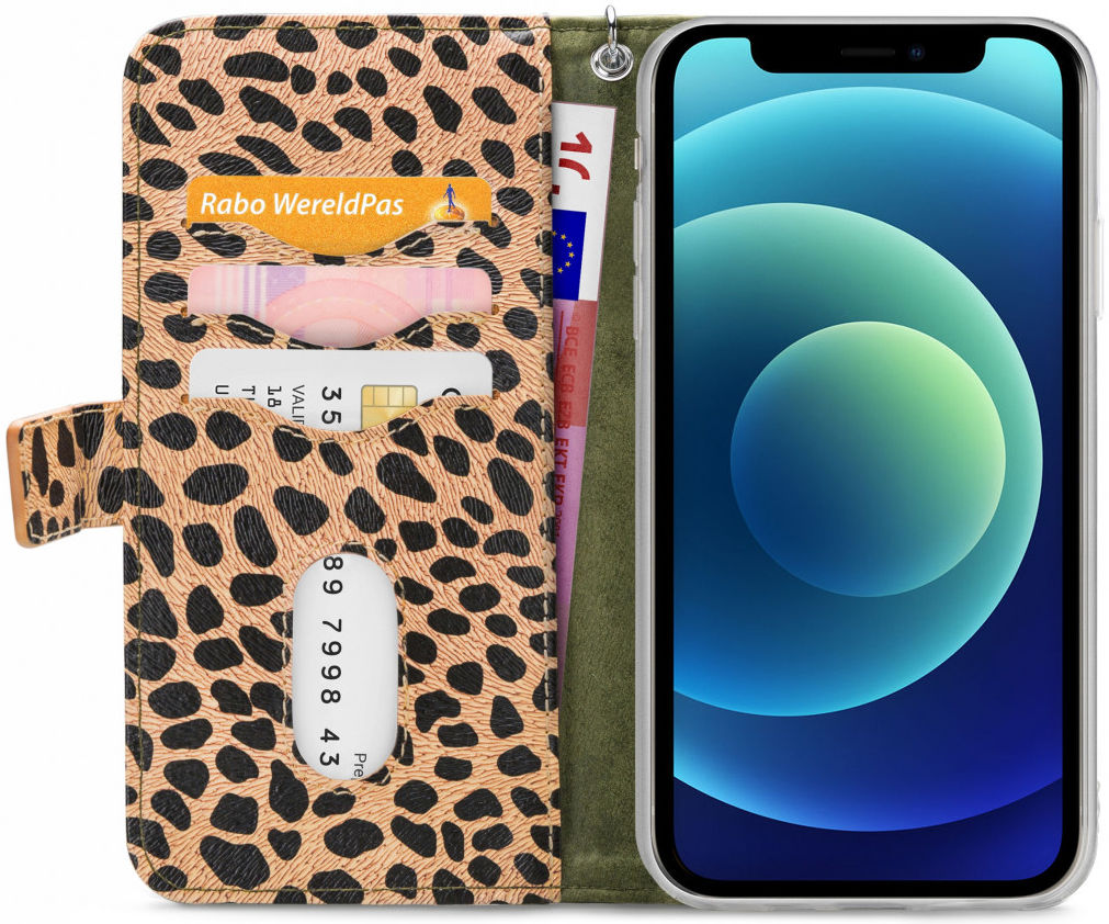 Mobilize Gelly Wallet Zipper Apple iPhone 12 Mini Hoesje Olive Leopard afbeelding 2