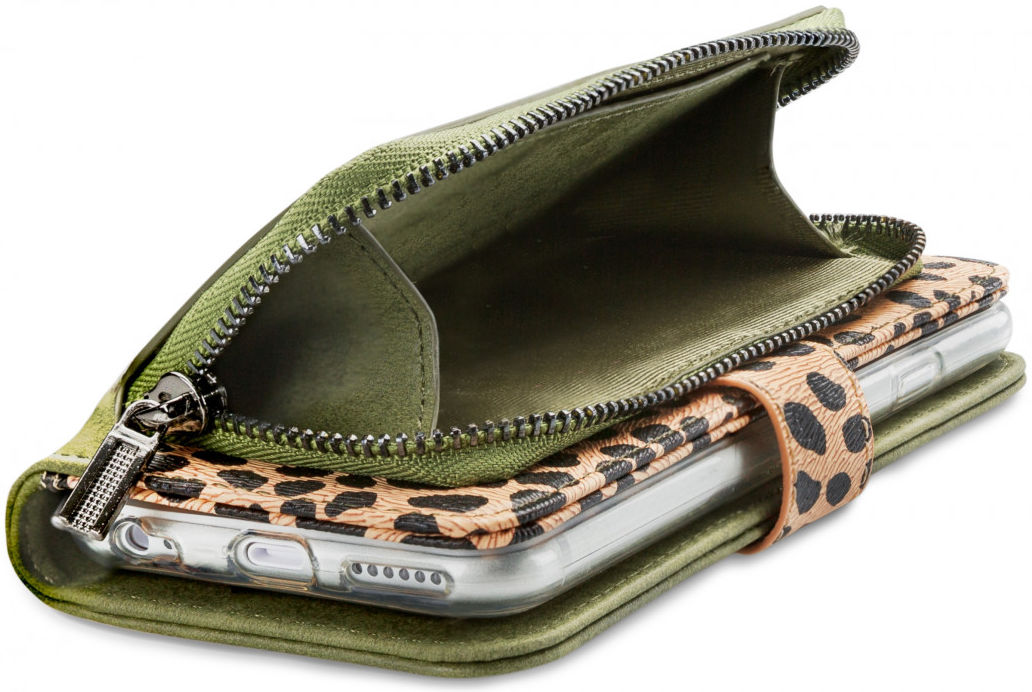 Mobilize Gelly Wallet Zipper Apple iPhone 12 Mini Hoesje Olive Leopard afbeelding 4