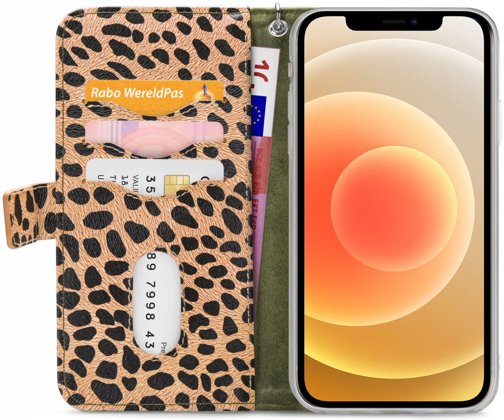 Mobilize Gelly Wallet Zipper iPhone 12 / 12 Pro Hoesje Olive Leopard afbeelding 2