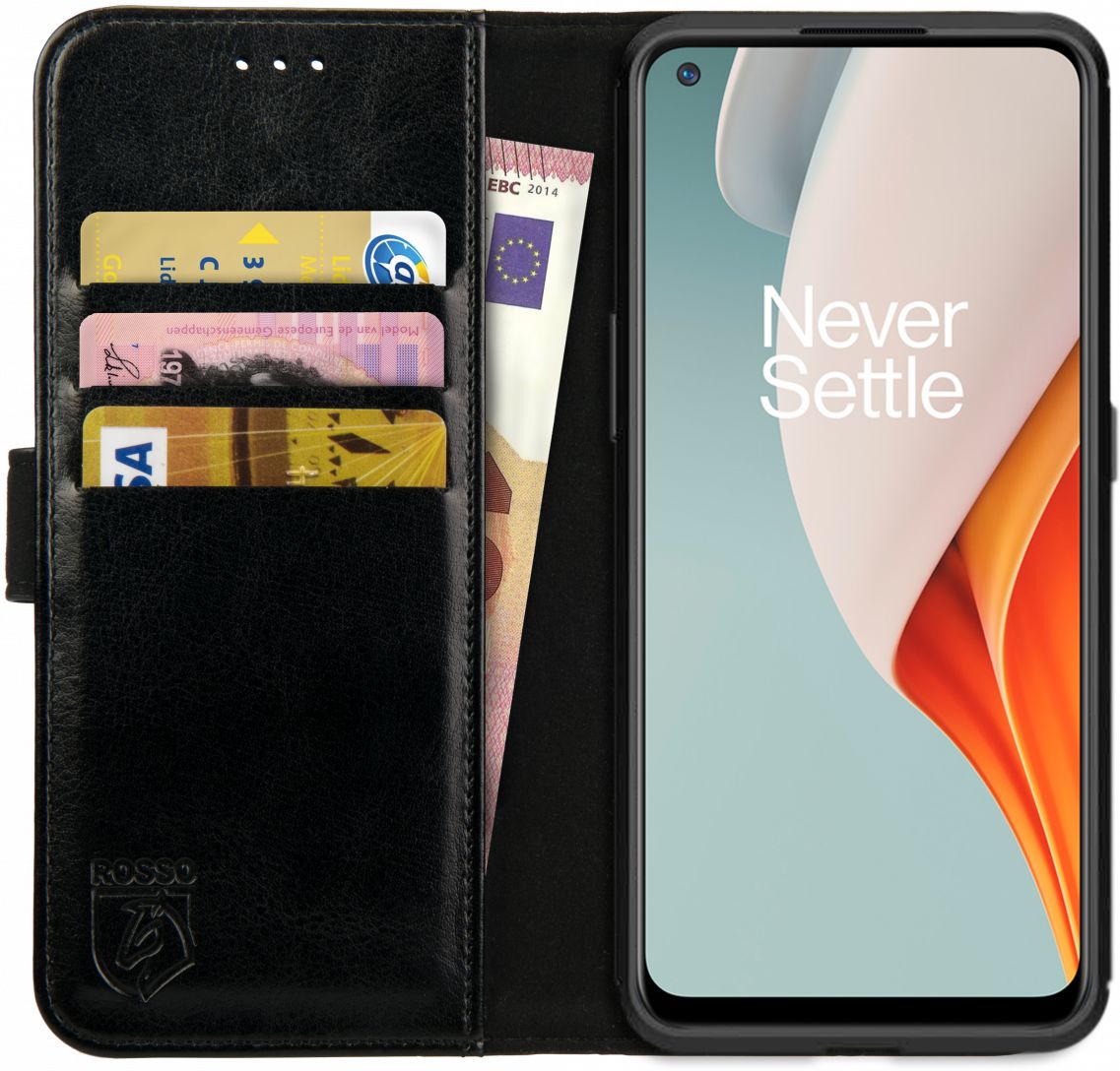 Rosso Element OnePlus Nord N100 Hoesje Book Cover Wallet Case Zwart afbeelding 1