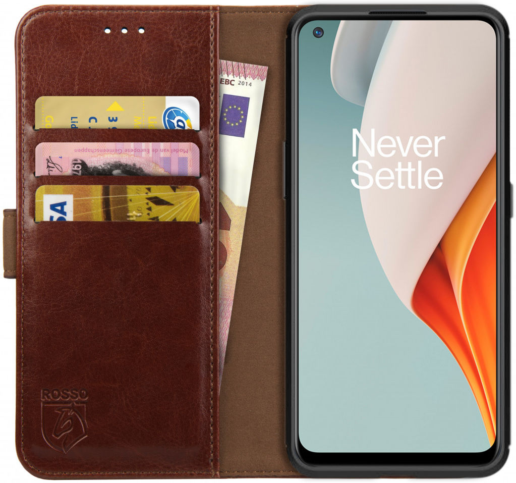 Rosso Element OnePlus Nord N100 Hoesje Book Cover Wallet Case Bruin afbeelding 1