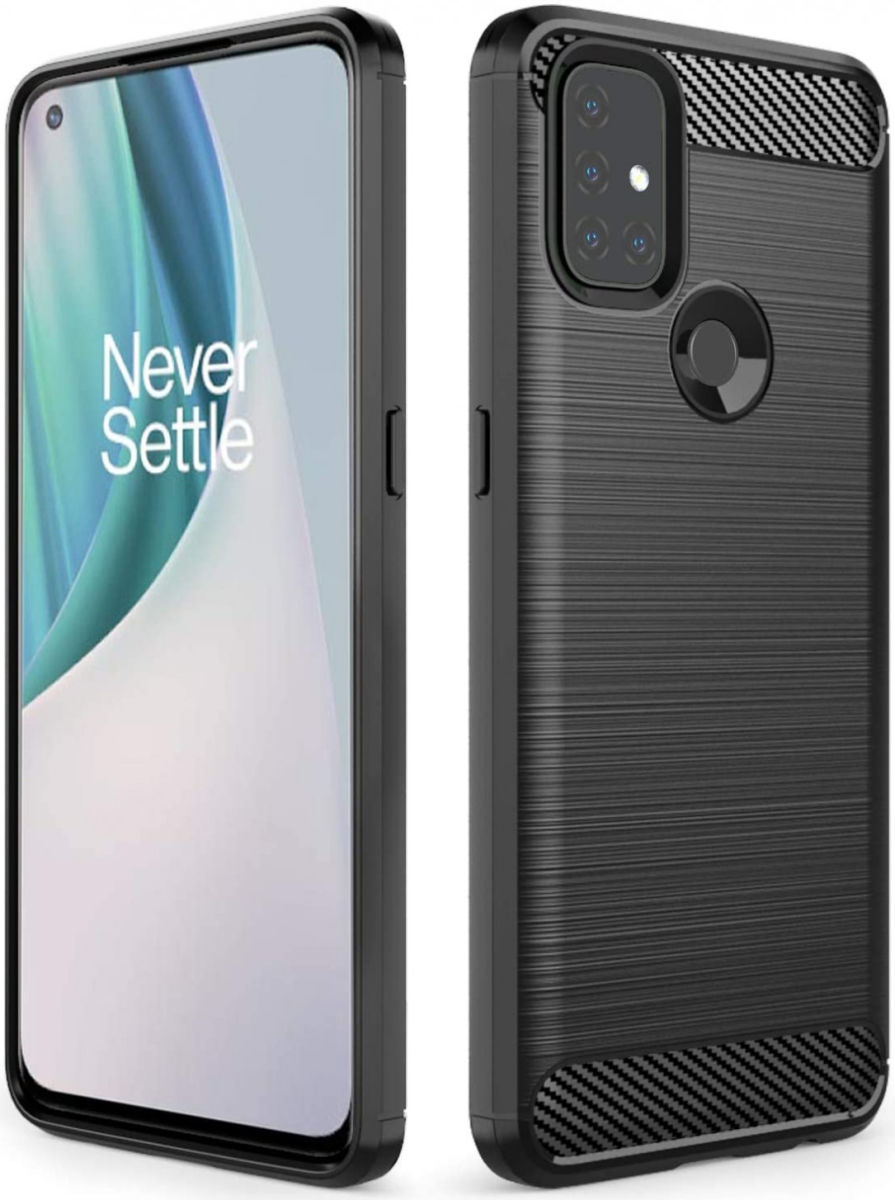 OnePlus Nord N10 Hoesje Geborsteld TPU Flexibele Back Cover Zwart afbeelding 1