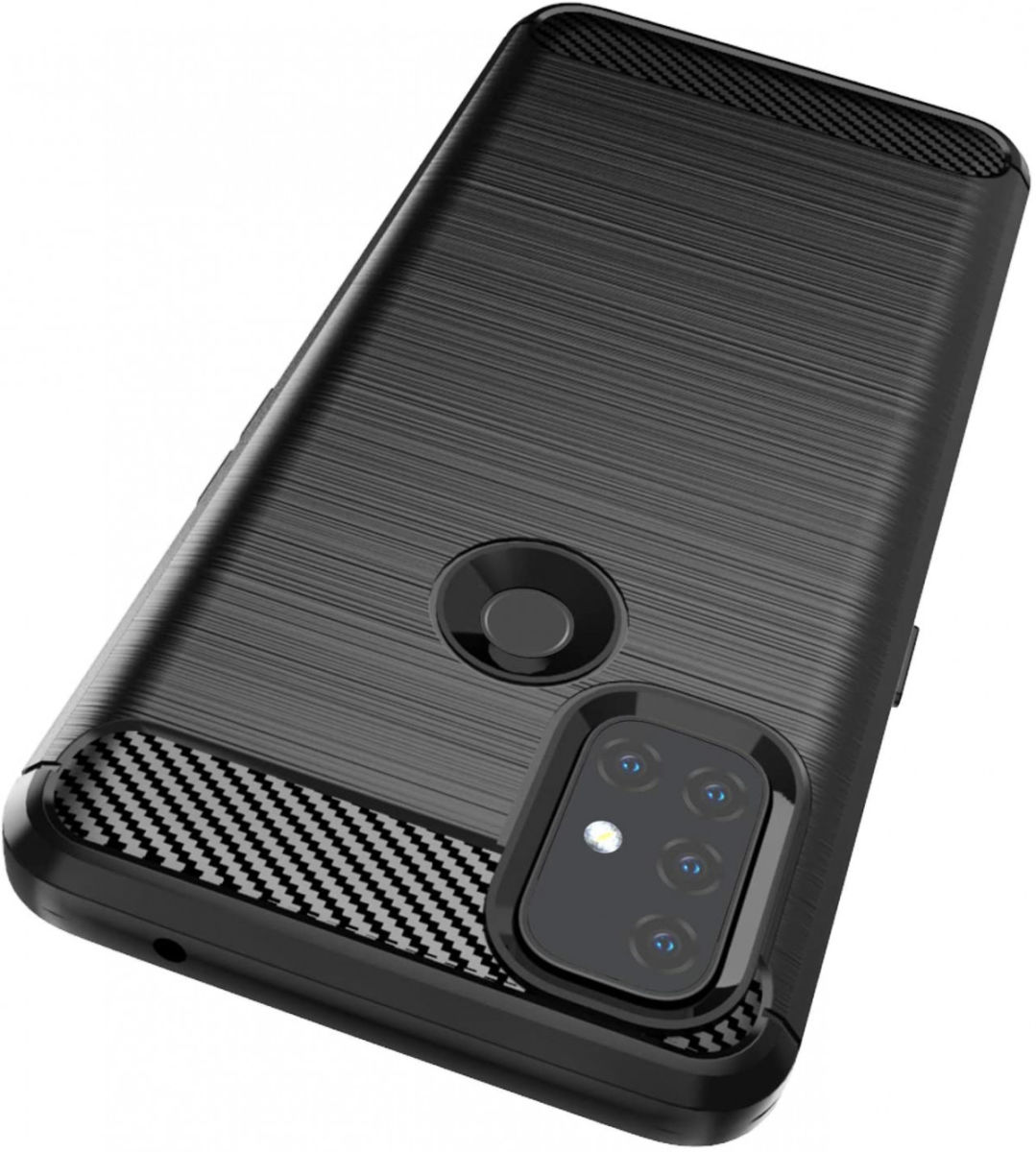 OnePlus Nord N10 Hoesje Geborsteld TPU Flexibele Back Cover Zwart afbeelding 2