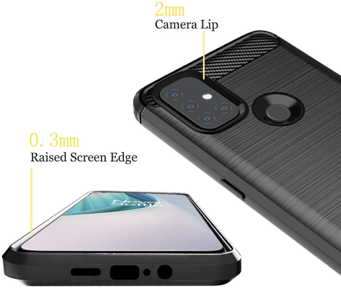 OnePlus Nord N10 Hoesje Geborsteld TPU Flexibele Back Cover Zwart afbeelding 4