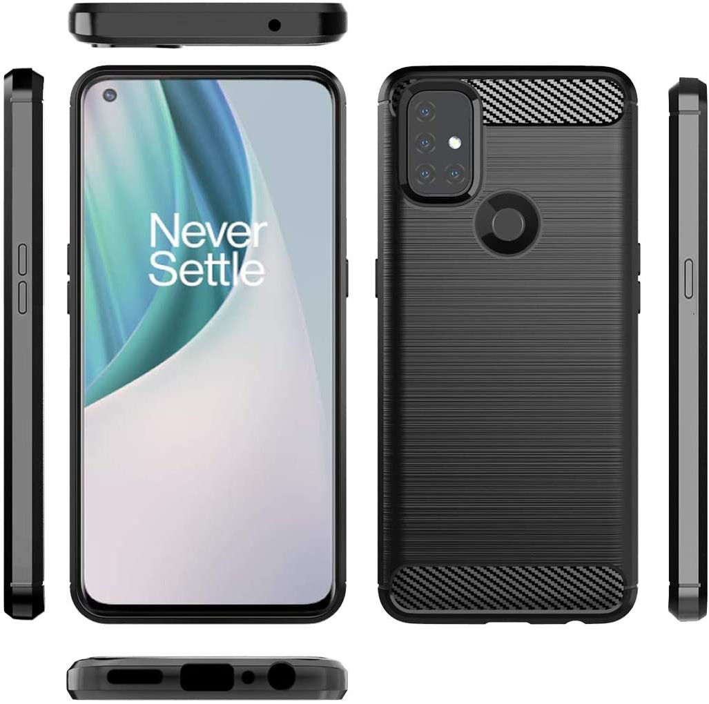 OnePlus Nord N10 Hoesje Geborsteld TPU Flexibele Back Cover Zwart afbeelding 5