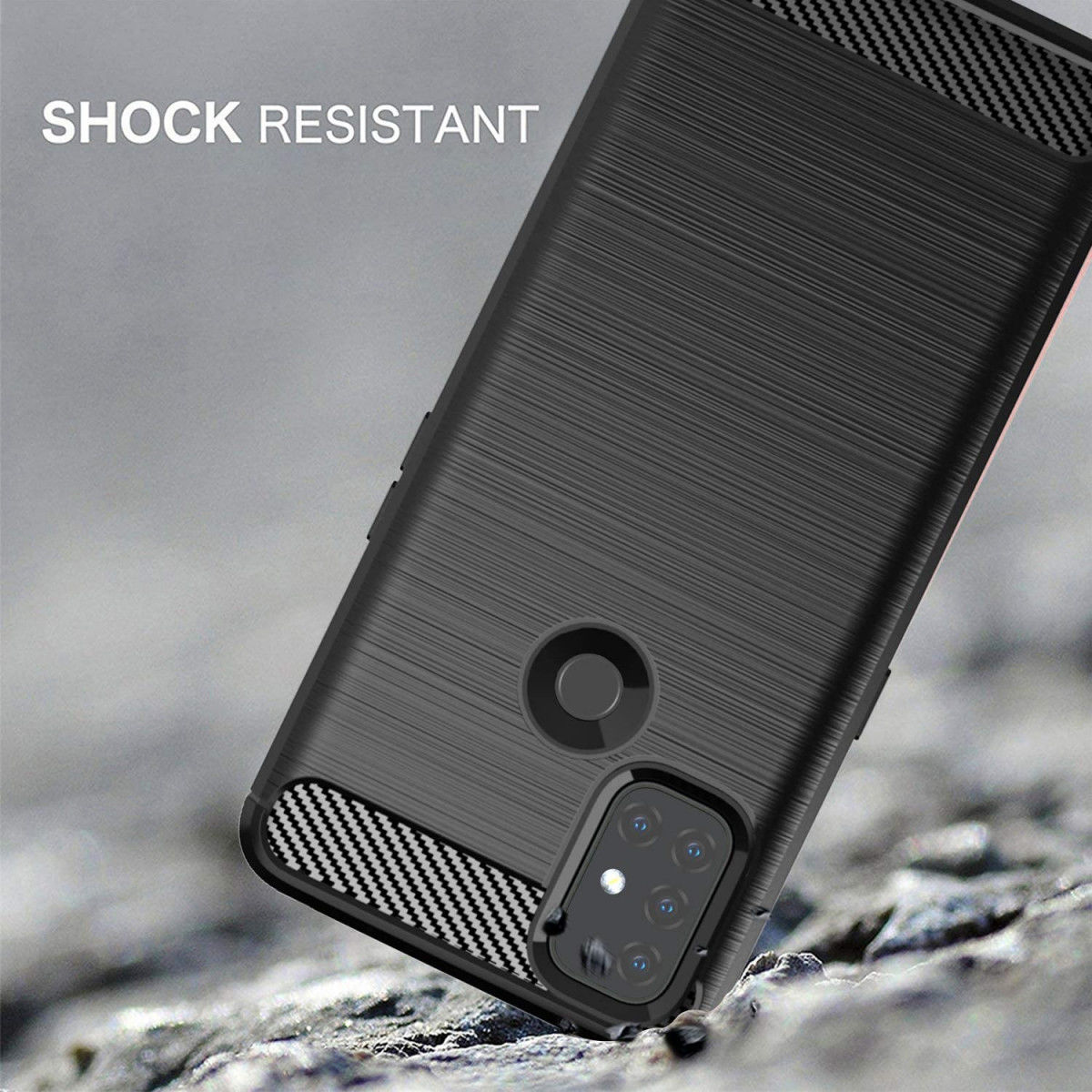 OnePlus Nord N10 Hoesje Geborsteld TPU Flexibele Back Cover Zwart afbeelding 6