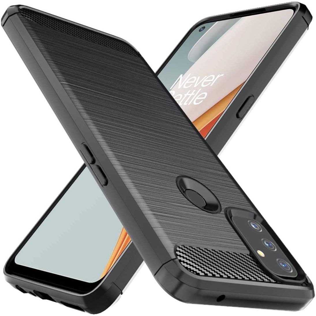 OnePlus Nord N100 Hoesje Geborsteld TPU Flexibele Back Cover Zwart afbeelding 1