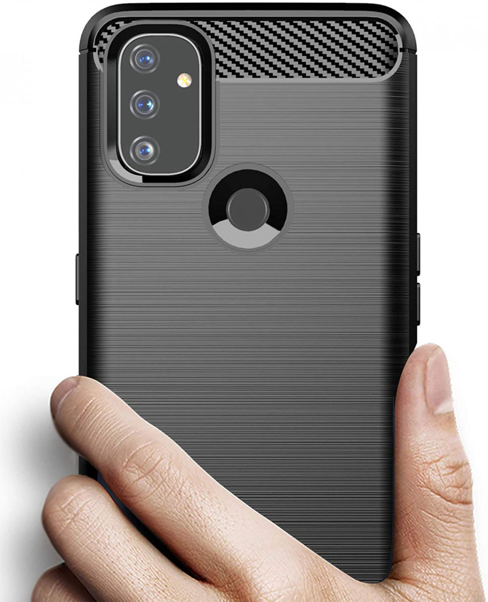 OnePlus Nord N100 Hoesje Geborsteld TPU Flexibele Back Cover Zwart afbeelding 4