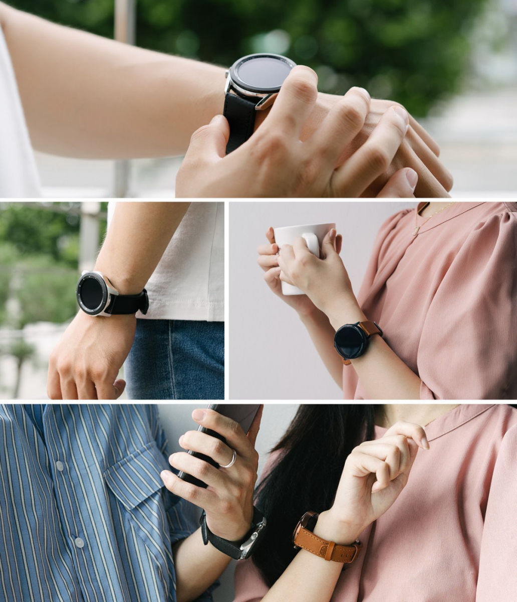 Ringke Leather One Universeel Smartwatch Bandje Leer 22MM Zwart afbeelding 10