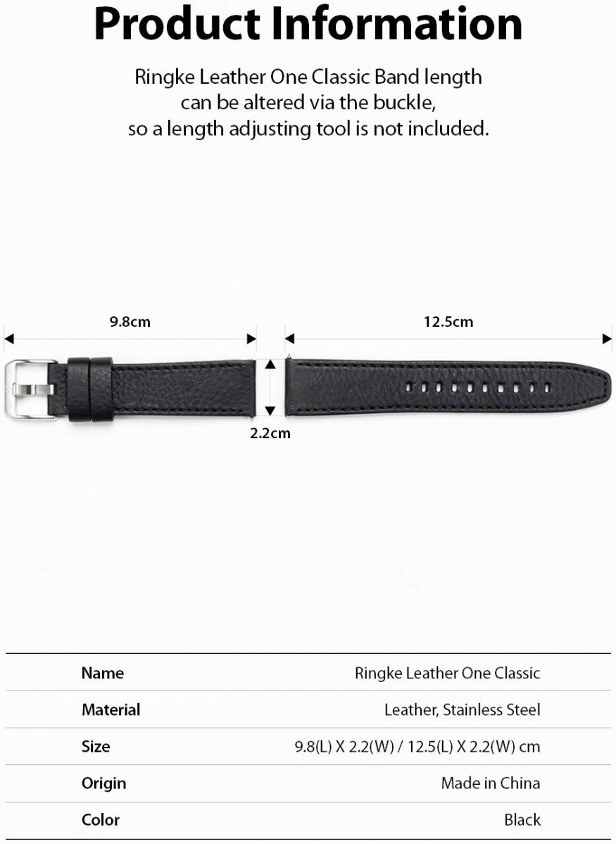 Ringke Leather One Universeel Smartwatch Bandje Leer 22MM Zwart afbeelding 11