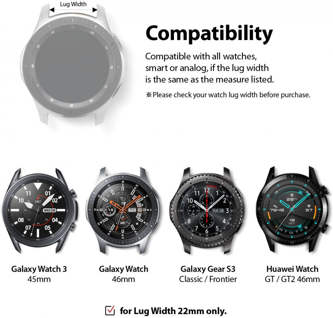 Ringke Leather One Universeel Smartwatch Bandje Leer 22MM Zwart afbeelding 13