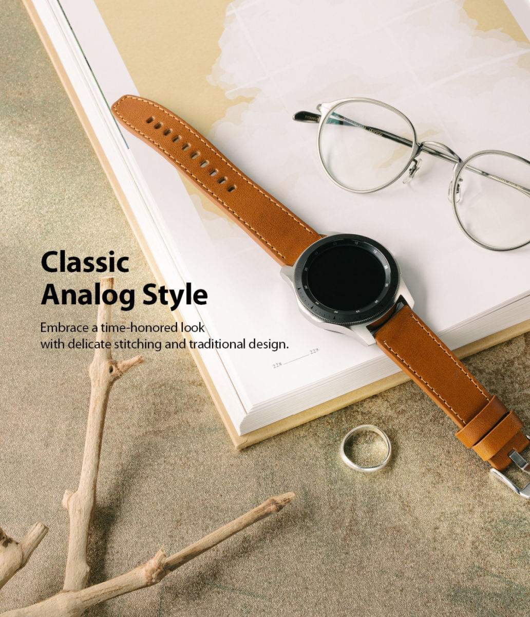 Ringke Leather One Universeel Smartwatch Bandje Leer 22MM Zwart afbeelding 3