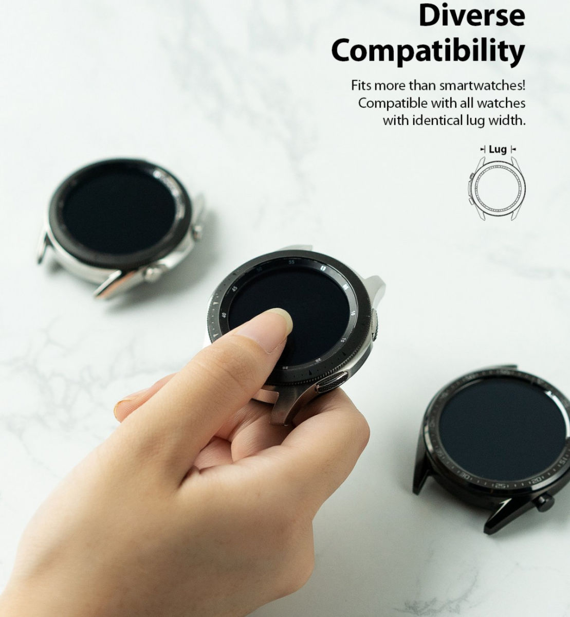 Ringke Leather One Universeel Smartwatch Bandje Leer 22MM Zwart afbeelding 4