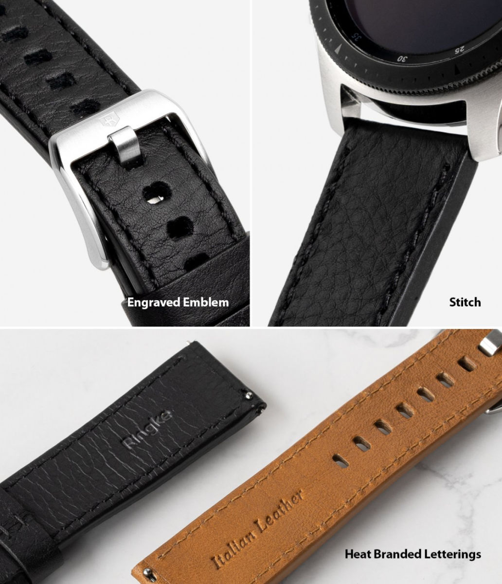 Ringke Leather One Universeel Smartwatch Bandje Leer 22MM Zwart afbeelding 8