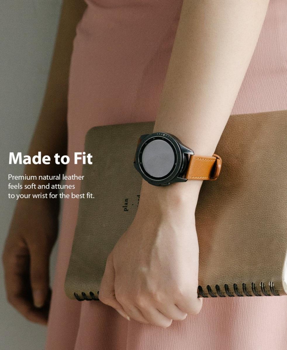 Ringke Leather One Universeel Smartwatch Bandje Leer 22MM Zwart afbeelding 9
