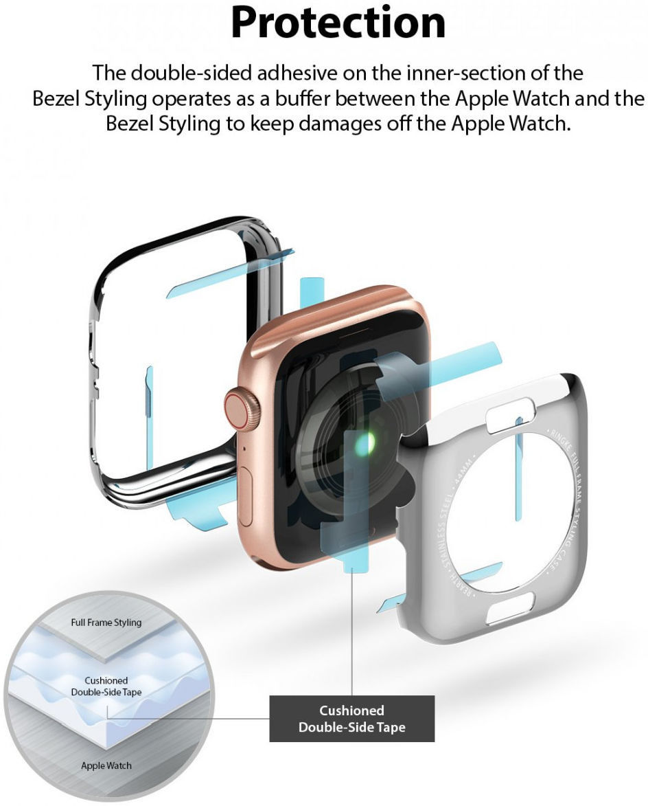 Ringke Full Frame Styling Apple Watch 40MM Case Roestvrij Staal Zilver afbeelding 7