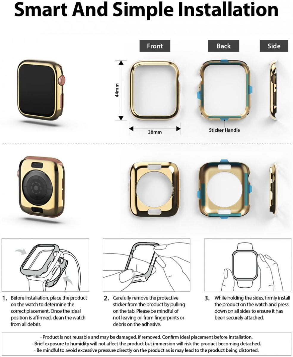 Ringke Full Frame Styling Apple Watch 44MM Case Roestvrij Staal Goud afbeelding 12