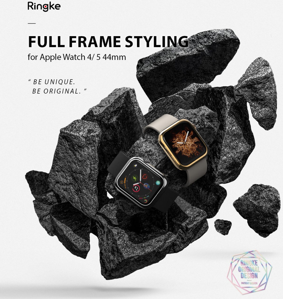 Ringke Full Frame Styling Apple Watch 44MM Case Roestvrij Staal Goud afbeelding 3