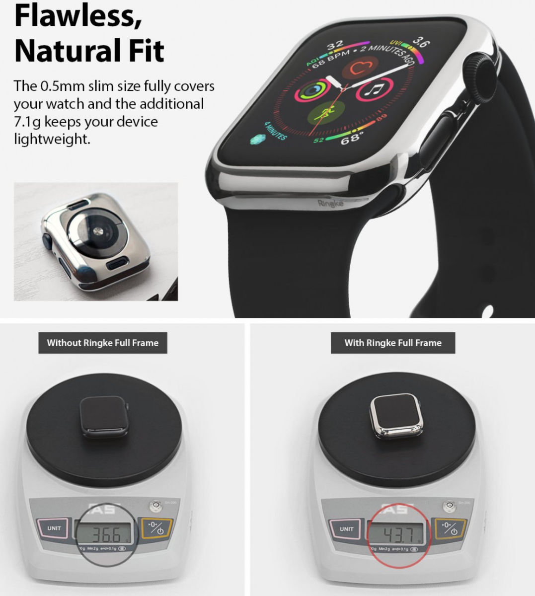Ringke Full Frame Styling Apple Watch 44MM Case Roestvrij Staal Goud afbeelding 5