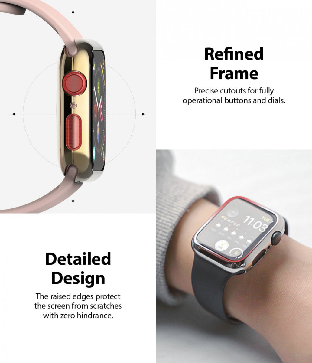 Ringke Full Frame Styling Apple Watch 44MM Case Roestvrij Staal Goud afbeelding 7