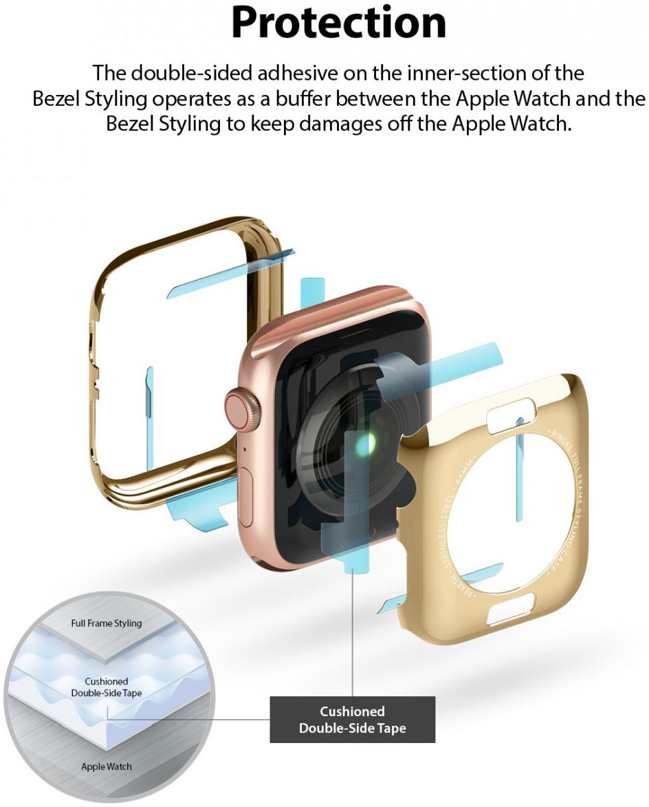 Ringke Full Frame Styling Apple Watch 44MM Case Roestvrij Staal Goud afbeelding 8