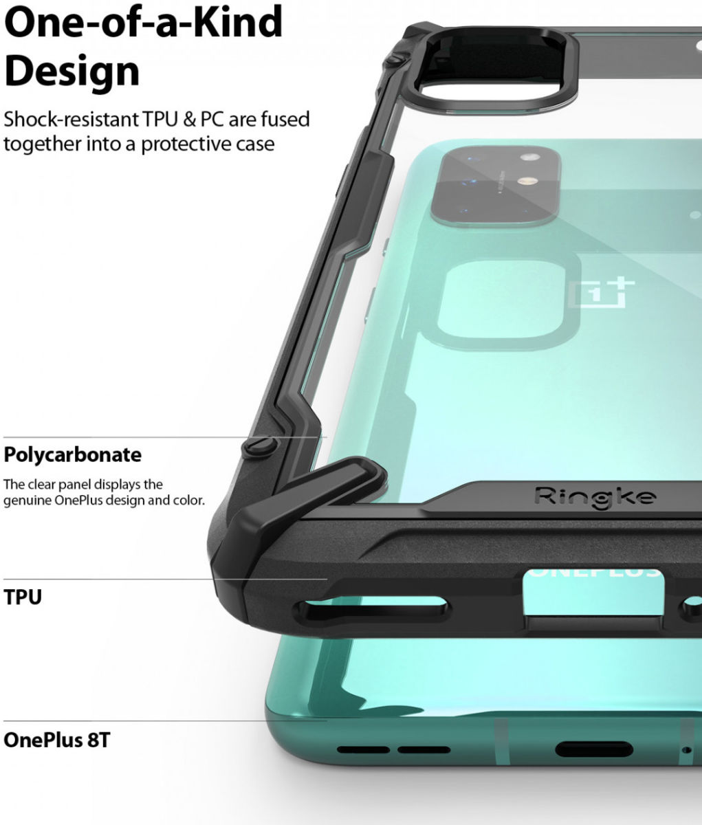 Ringke Fusion X OnePlus 8T Hoesje Back Cover Zwart afbeelding 3