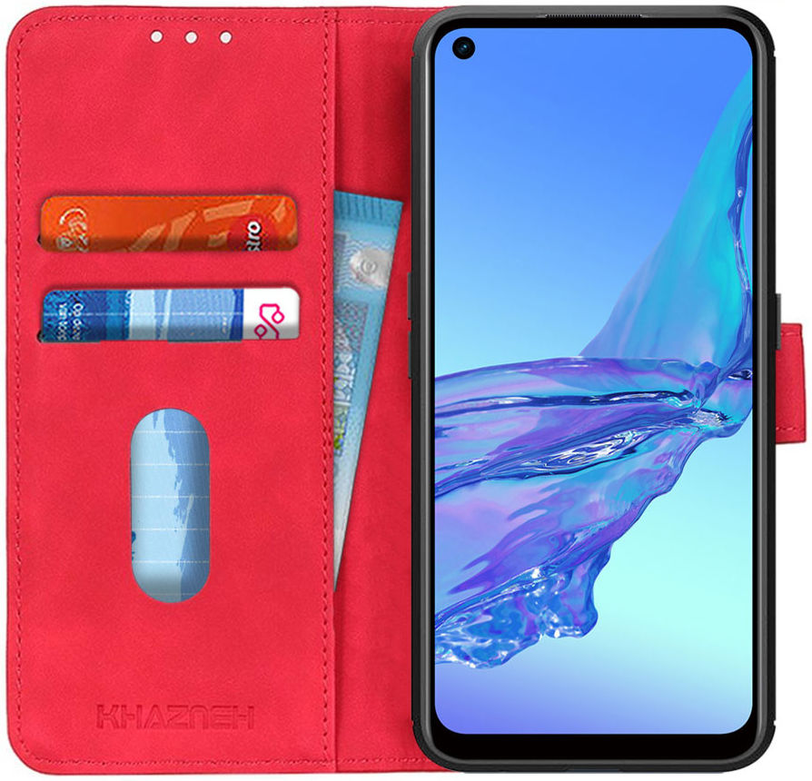 KHAZNEH Oppo A53 / A53s Hoesje Retro Wallet Book Case Rood afbeelding 1