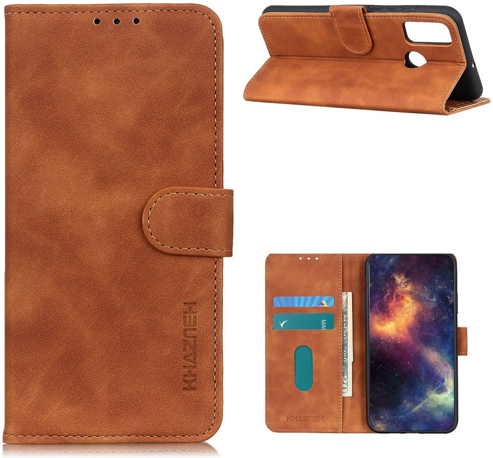 KHAZNEH Oppo A53 / A53s Hoesje Retro Wallet Book Case Bruin afbeelding 6